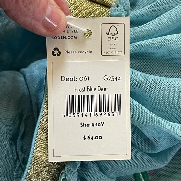Mini Boden Blue Deer Frost Tulle Sequin Skirt Size 9-10 Y - Picture 5 of 6